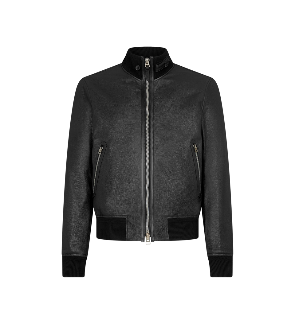 TOM FORD GRAIN LEATHER FUNNEL BOMBER