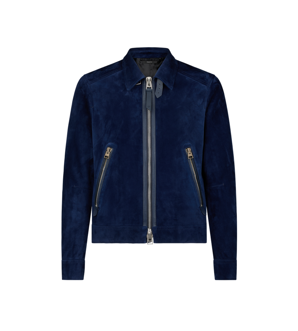 TOM FORD CASHMERE SUEDE ZIP COLLAR BLOUSON