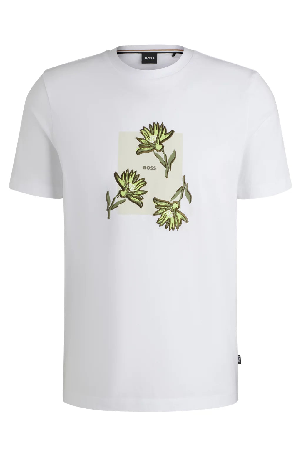 BOSS COTTON-JERSEY T-SHIRT WITH FLORAL ARTWORK