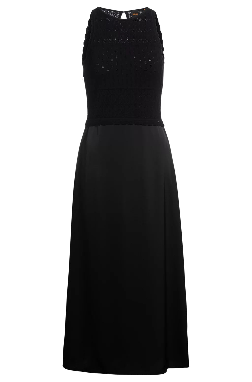 BOSS KNITTED DRESS WITH CONTRAST-FABRIC SKIRT
