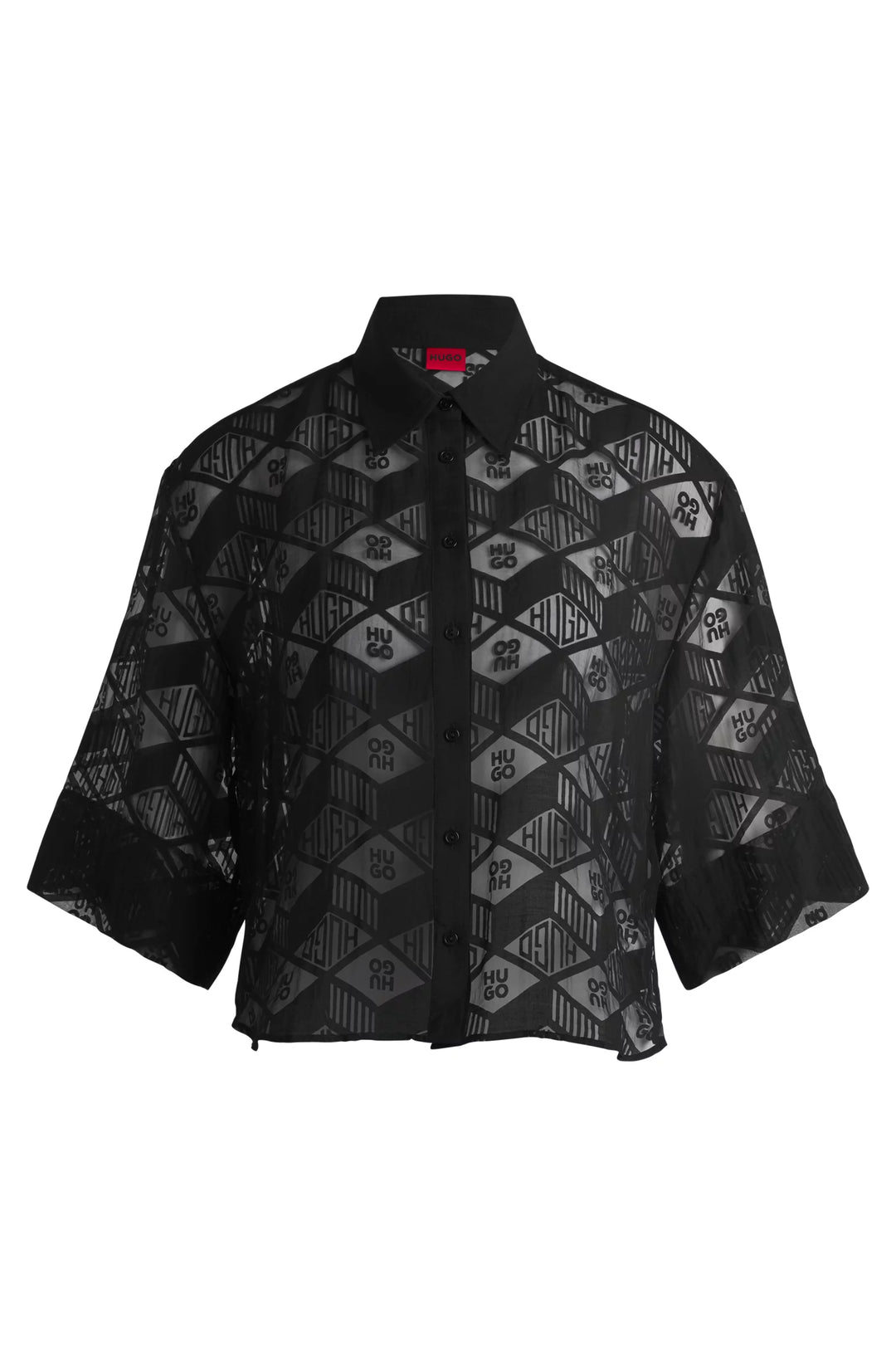 HUGO Regular-fit chiffon blouse with all-over logo print