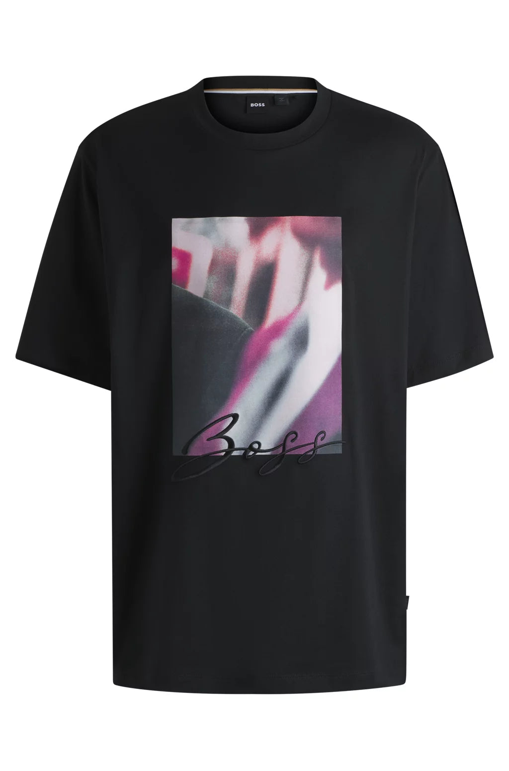 BOSS COTTON-JERSEY T-SHIRT WITH COLOR-BLOCK LOGO ARTWORK