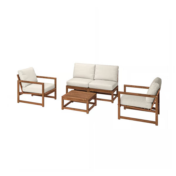 IKEA NÄMMARÖ 4-seat conversation set, outdoor, light brown stained/Frösön/Duvholmen beige