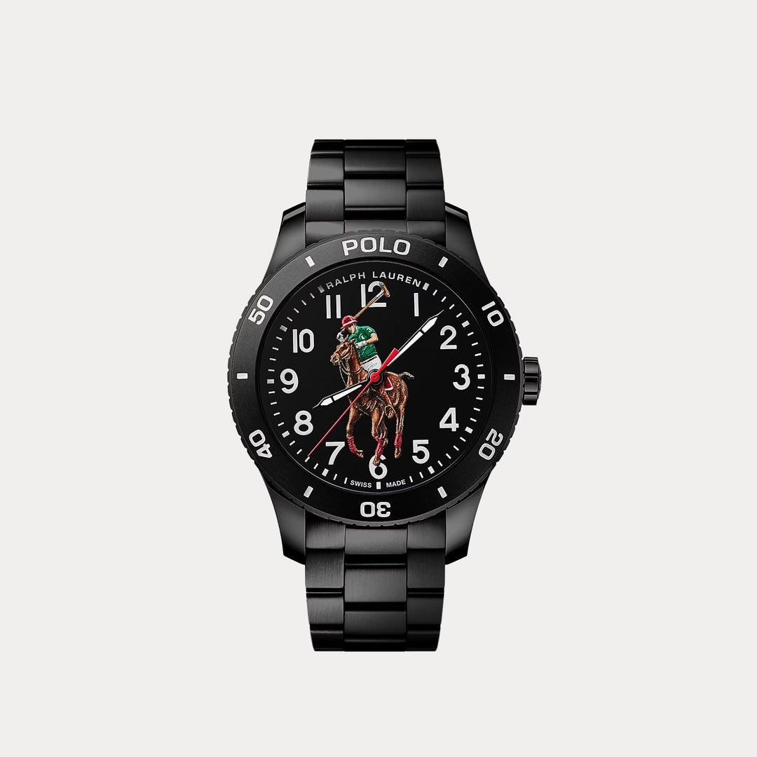 Ralph Lauren Polo Watch Black Dial Steel Bracelet