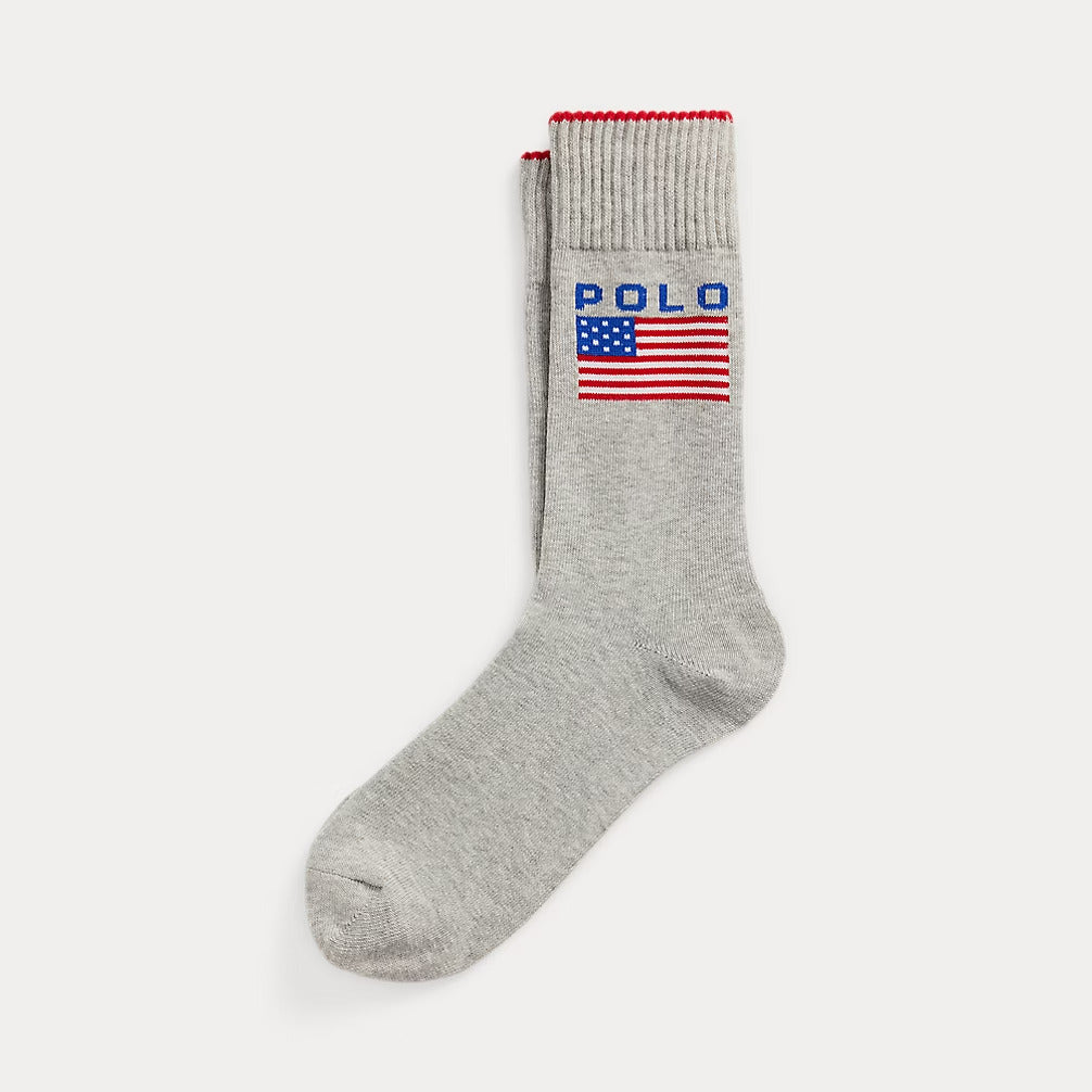 Ralph Lauren Logo Flag Crew Socks
