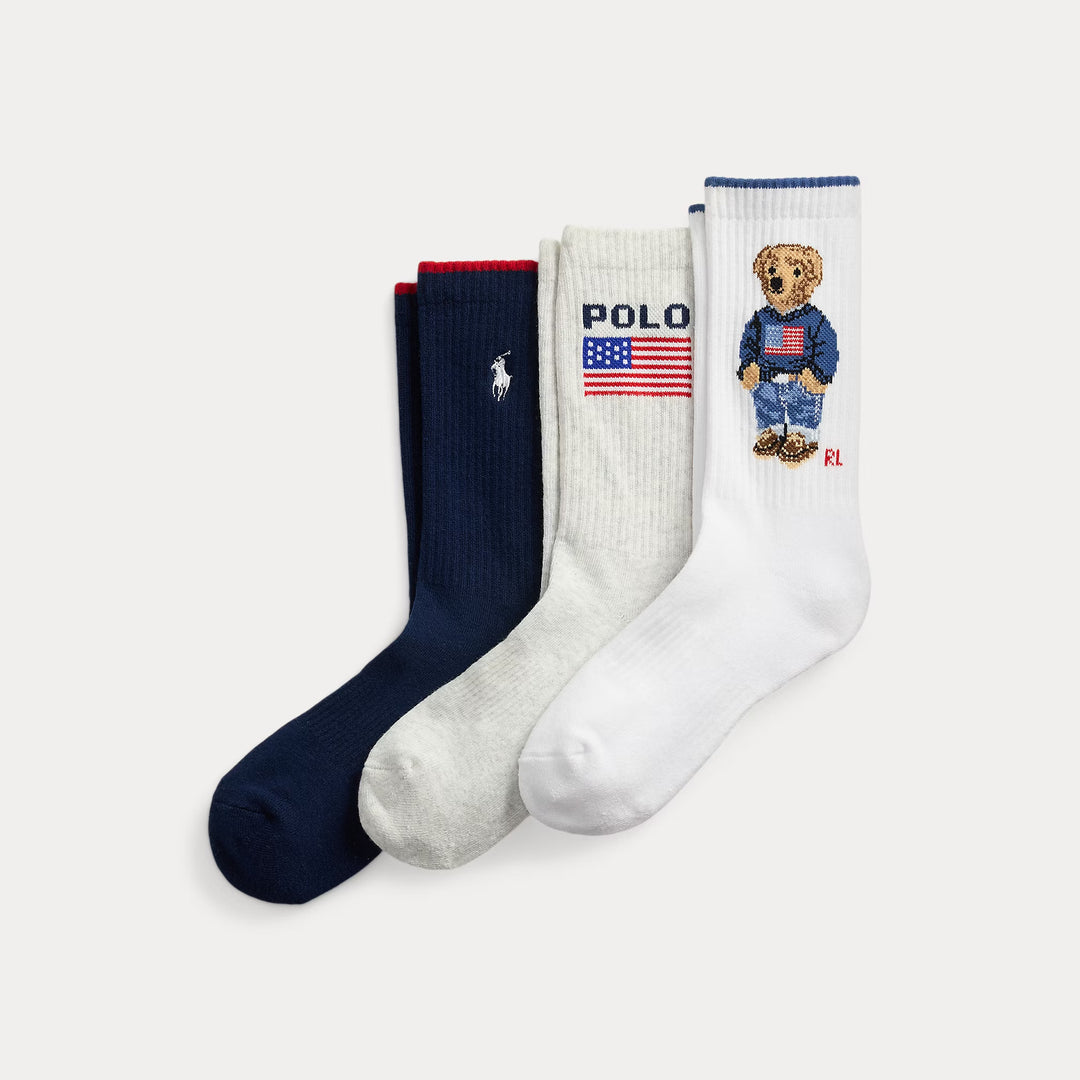 Ralph Lauren Polo Bear Logo Crew Sock 3-Pack