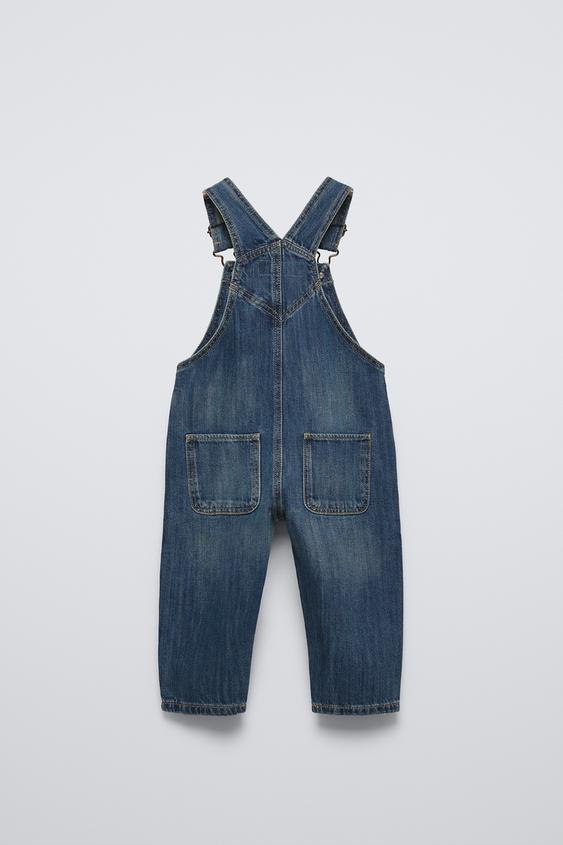 Zara DISTRESSED EFFECT DENIM OVERALLS