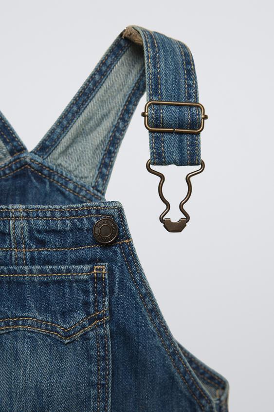 Zara DISTRESSED EFFECT DENIM OVERALLS
