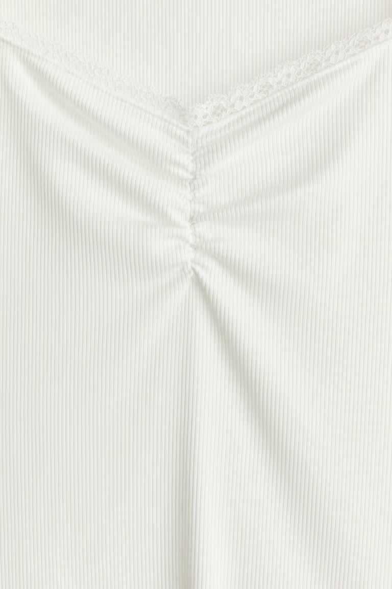 H&M LACE-TRIMMED RIBBED TOP