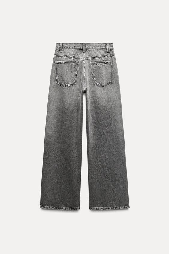 Zara TRF HIGH RISE WIDE LEG CROSSOVER WAISTBAND JEANS