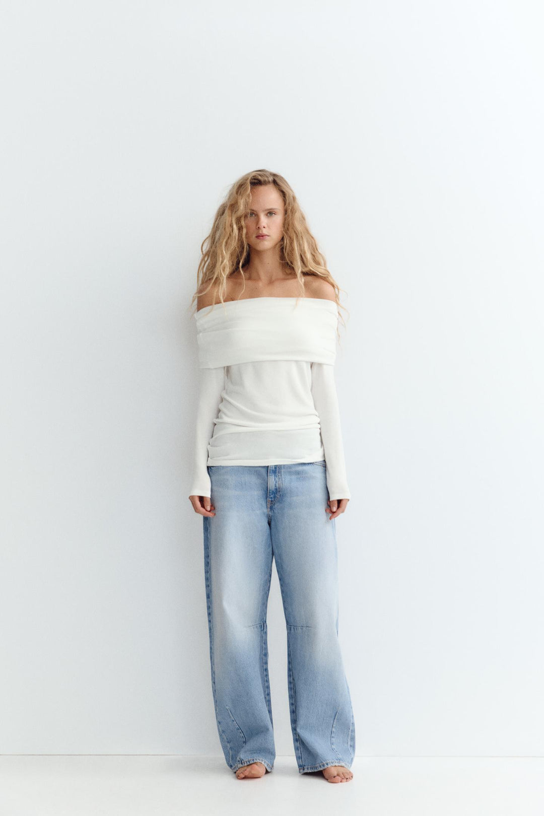 ZARA DRAPED OFF-THE-SHOULDER TOP