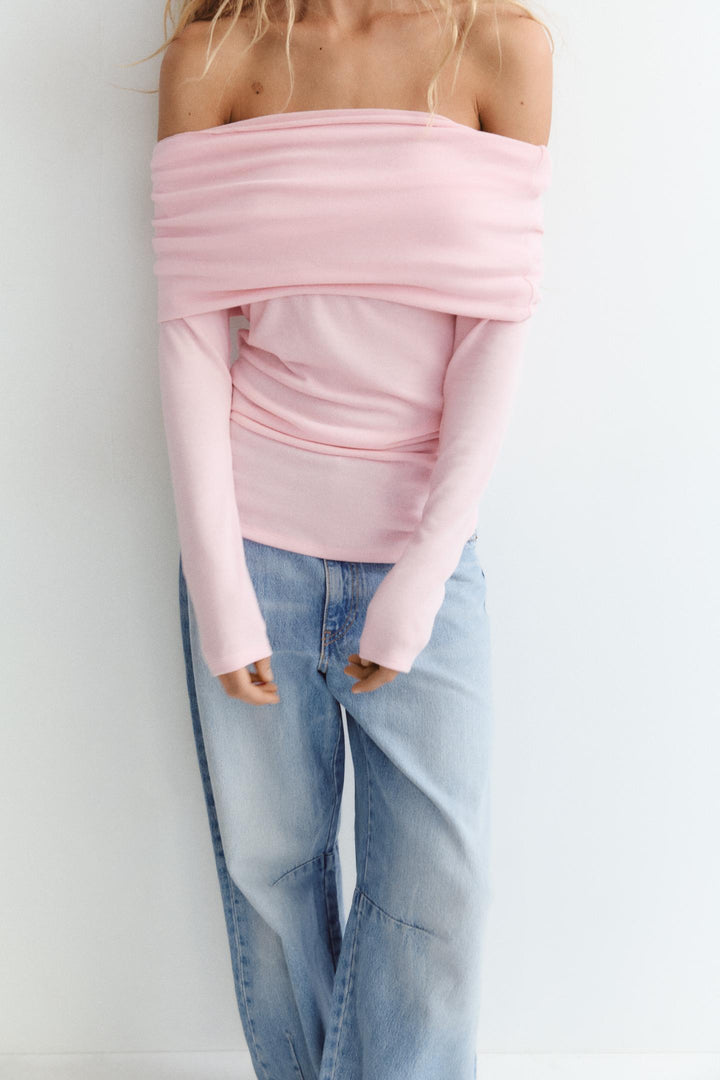 ZARA DRAPED OFF-THE-SHOULDER TOP
