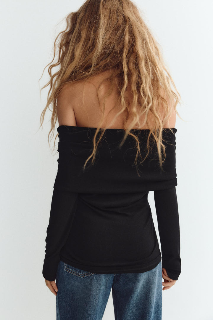 ZARA DRAPED OFF-THE-SHOULDER TOP