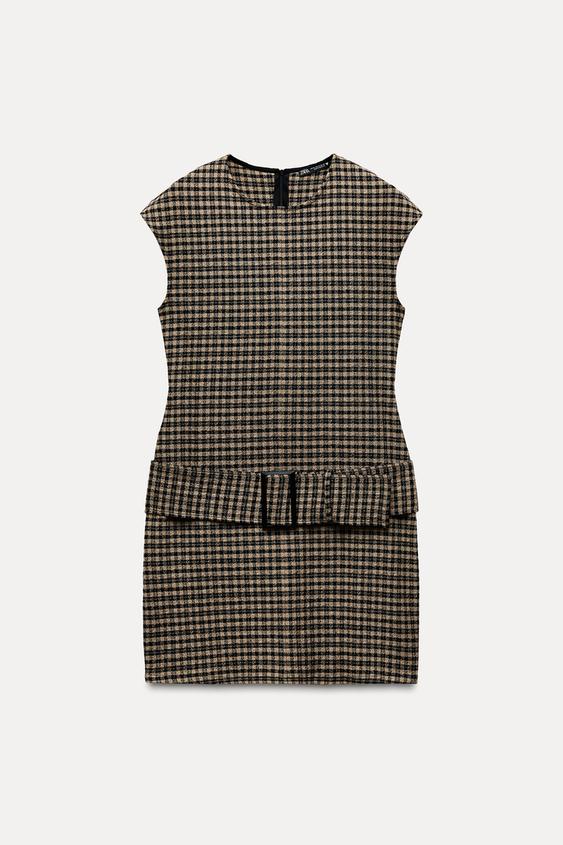 Zara BELTED INTERLOCK DRESS