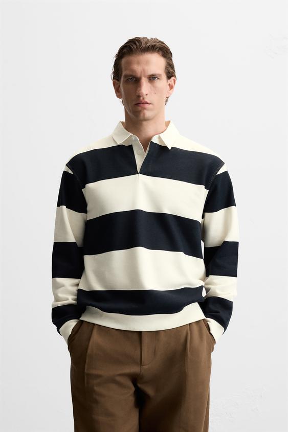 Zara CONTRAST COLLAR POLO SHIRT