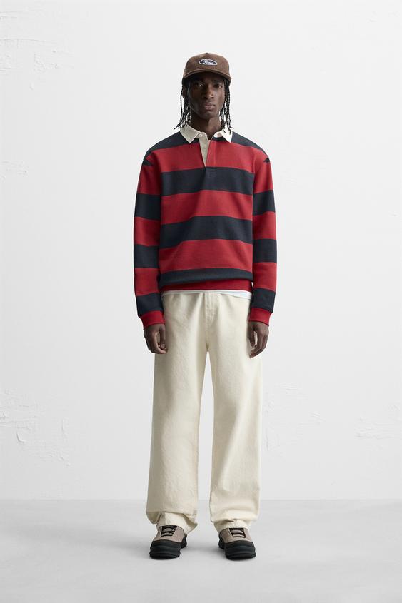 Zara CONTRAST COLLAR POLO SHIRT