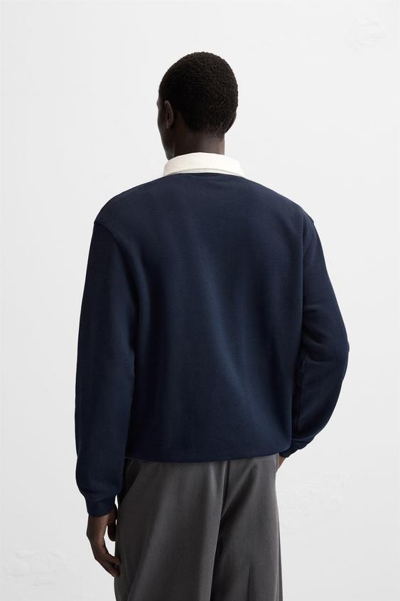 Zara CONTRAST COLLAR POLO SHIRT