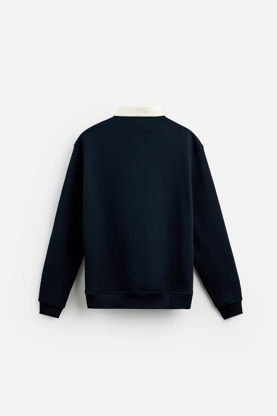 Zara CONTRAST COLLAR POLO SHIRT