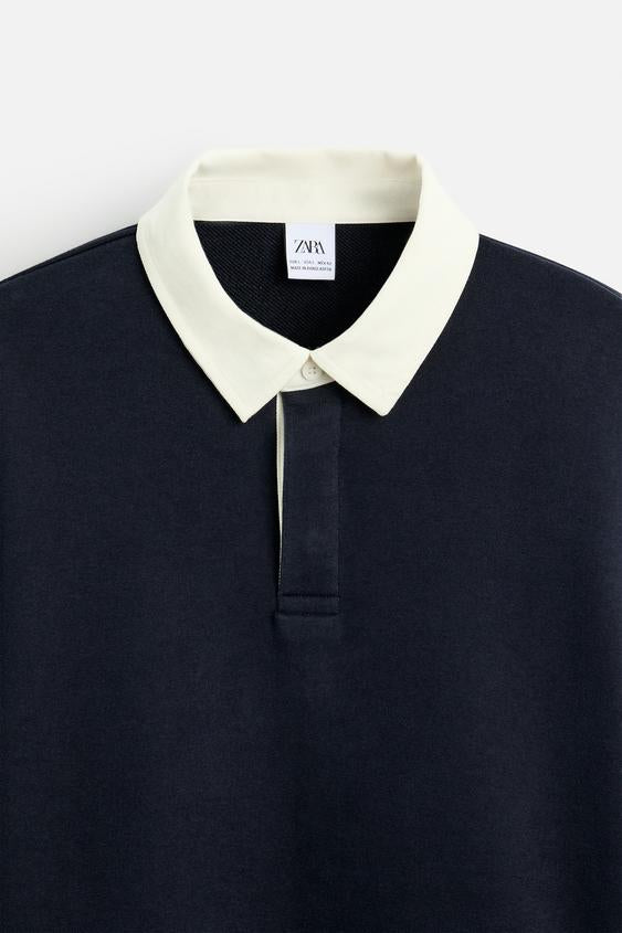 Zara CONTRAST COLLAR POLO SHIRT
