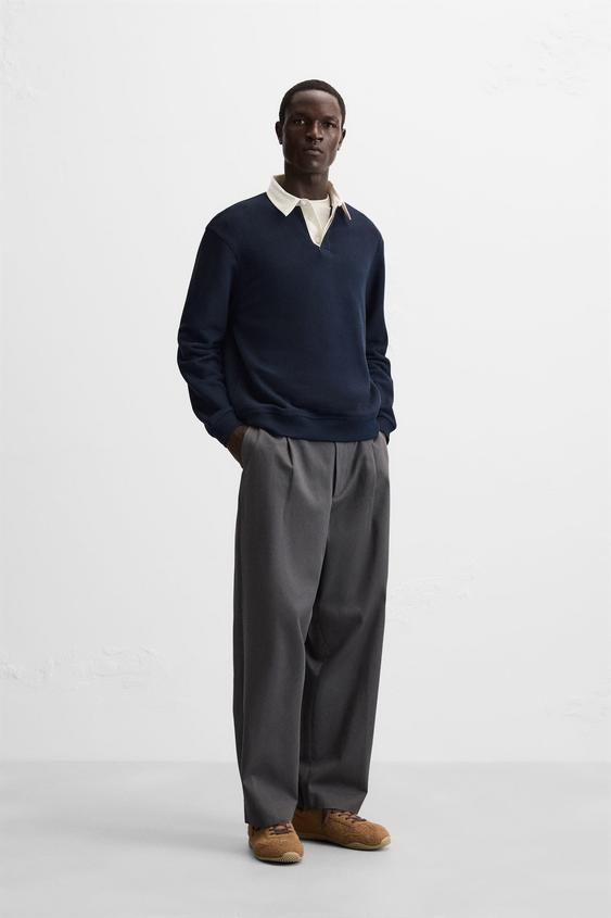 Zara CONTRAST COLLAR POLO SHIRT