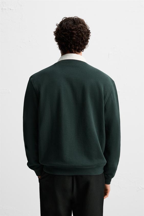 Zara CONTRAST COLLAR POLO SHIRT
