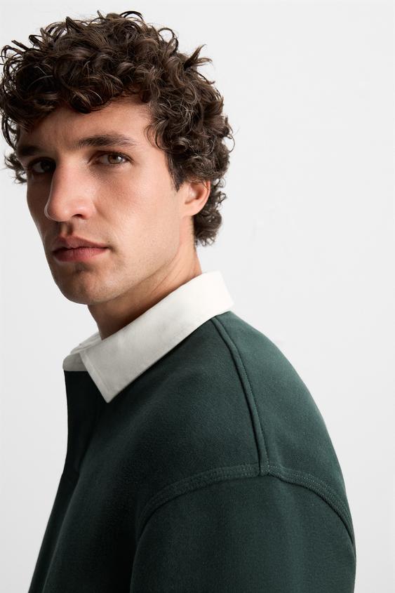 Zara CONTRAST COLLAR POLO SHIRT