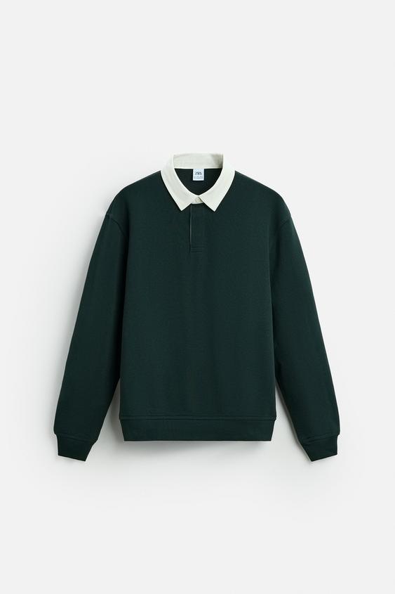 Zara CONTRAST COLLAR POLO SHIRT