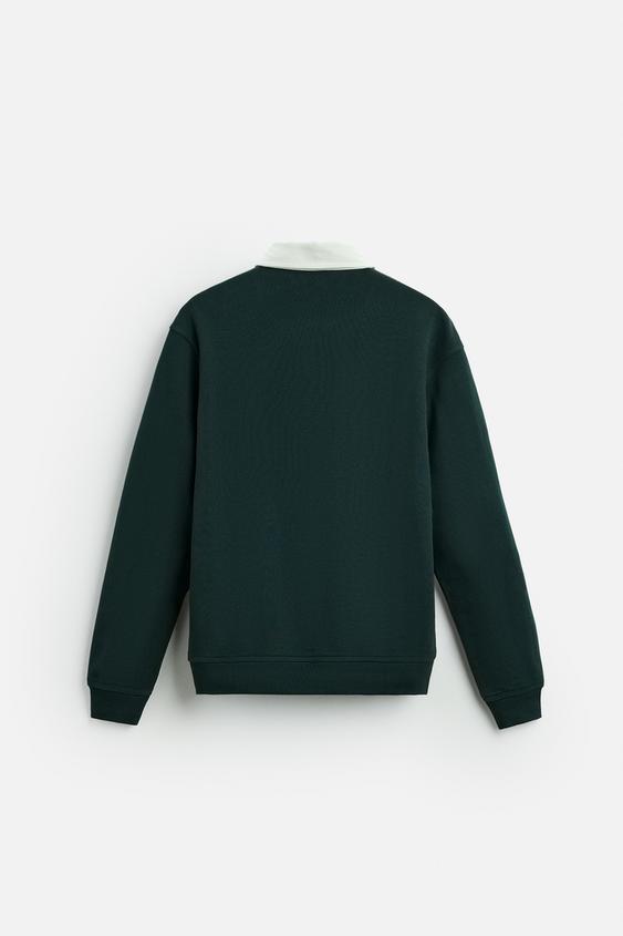 Zara CONTRAST COLLAR POLO SHIRT