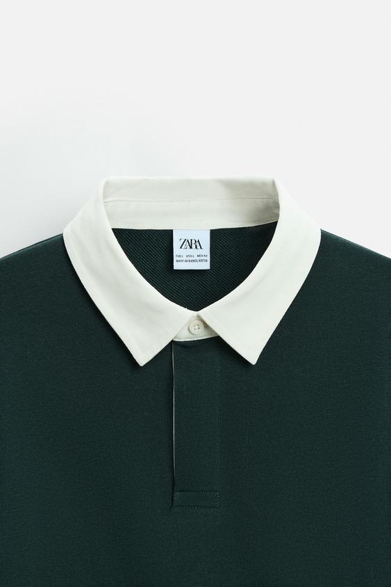 Zara CONTRAST COLLAR POLO SHIRT