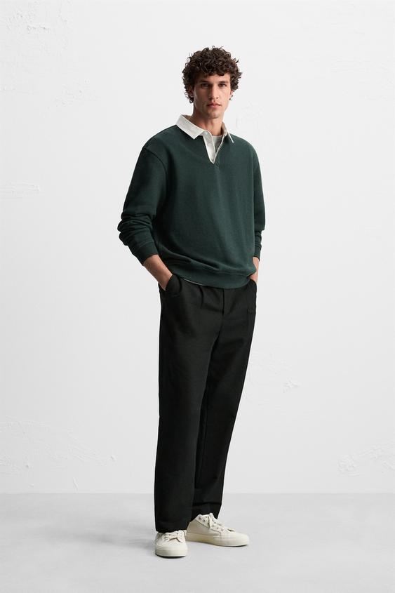 Zara CONTRAST COLLAR POLO SHIRT