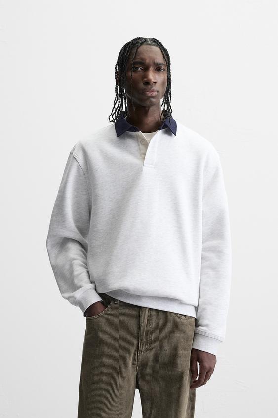 Zara CONTRAST COLLAR POLO SHIRT