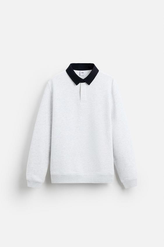 Zara CONTRAST COLLAR POLO SHIRT