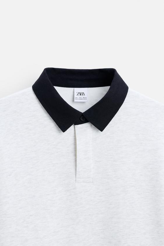 Zara CONTRAST COLLAR POLO SHIRT