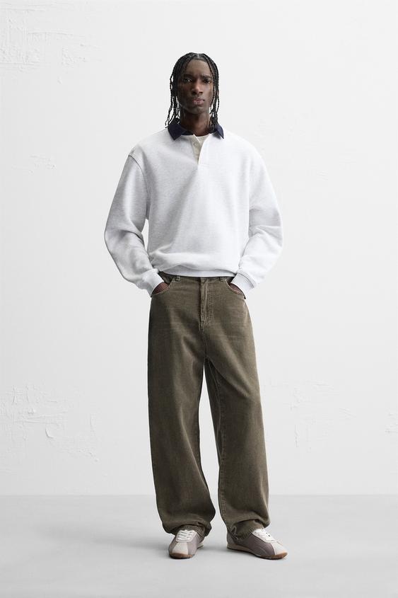 Zara CONTRAST COLLAR POLO SHIRT