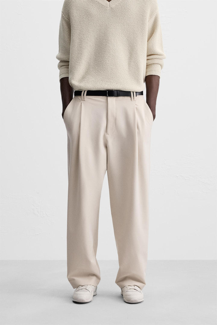 ZARA RELAXED FIT PLEATED PANTS