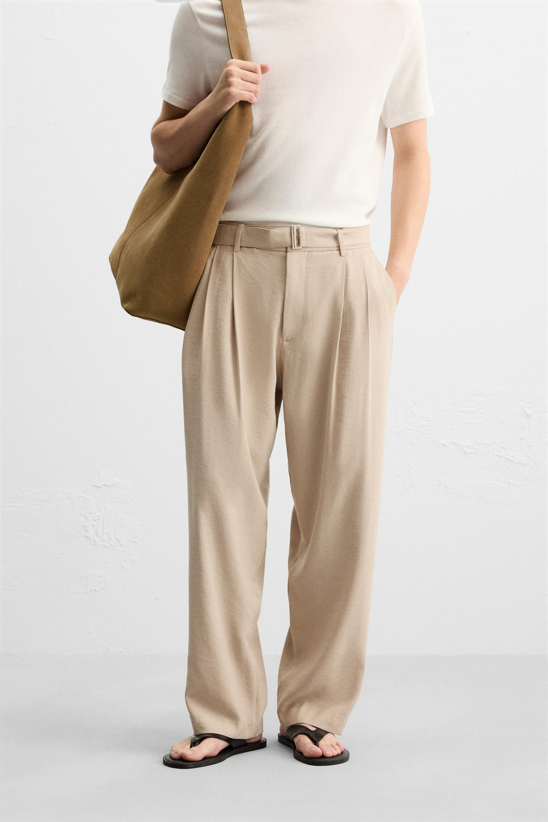 ZARA PLEATED PANTS WITH BELT