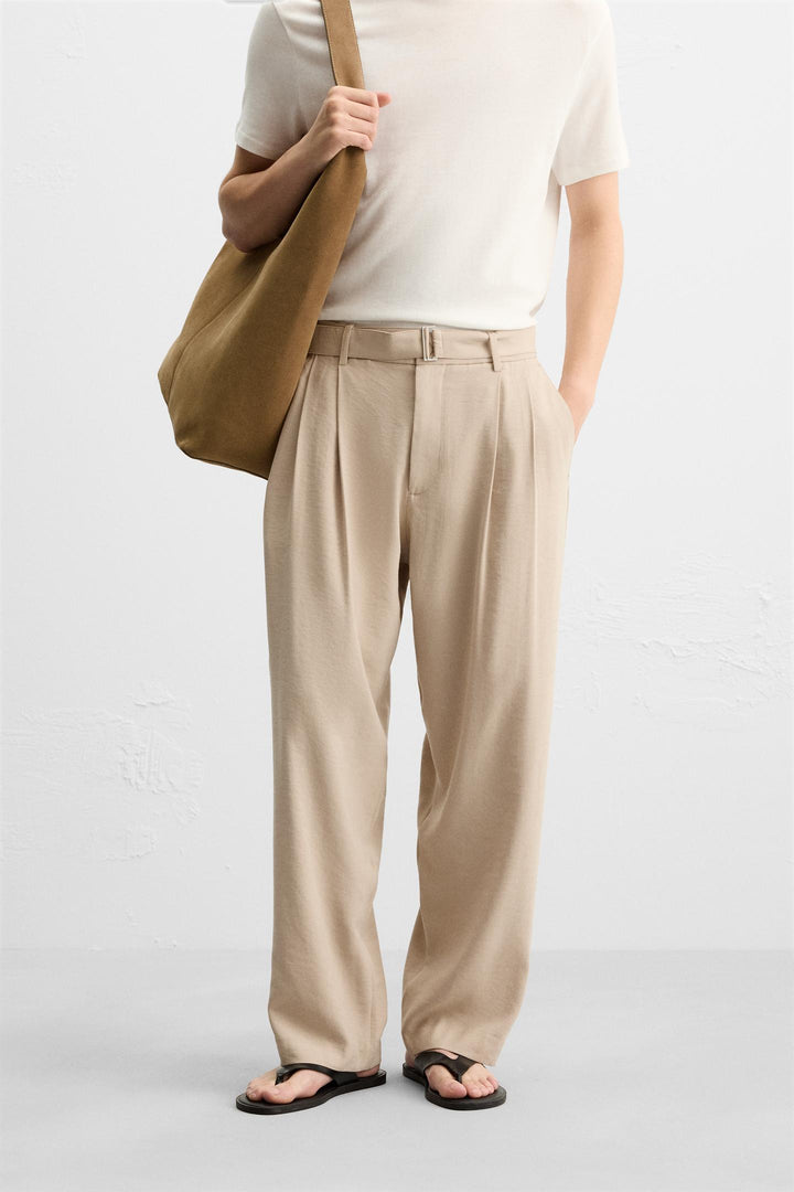 ZARA PLEATED PANTS WITH BELT