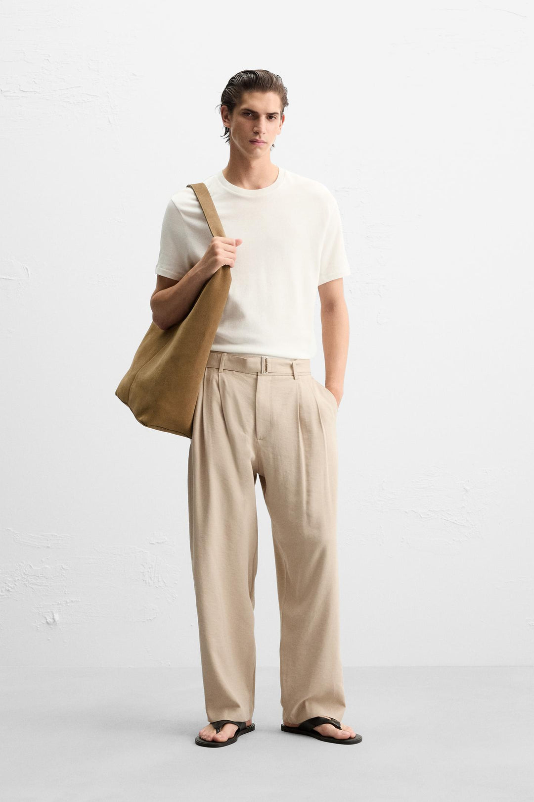 ZARA PLEATED PANTS WITH BELT