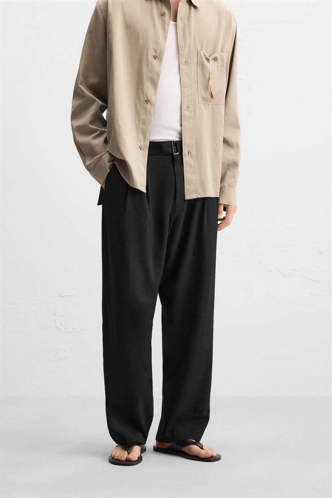 ZARA PLEATED PANTS WITH BELT