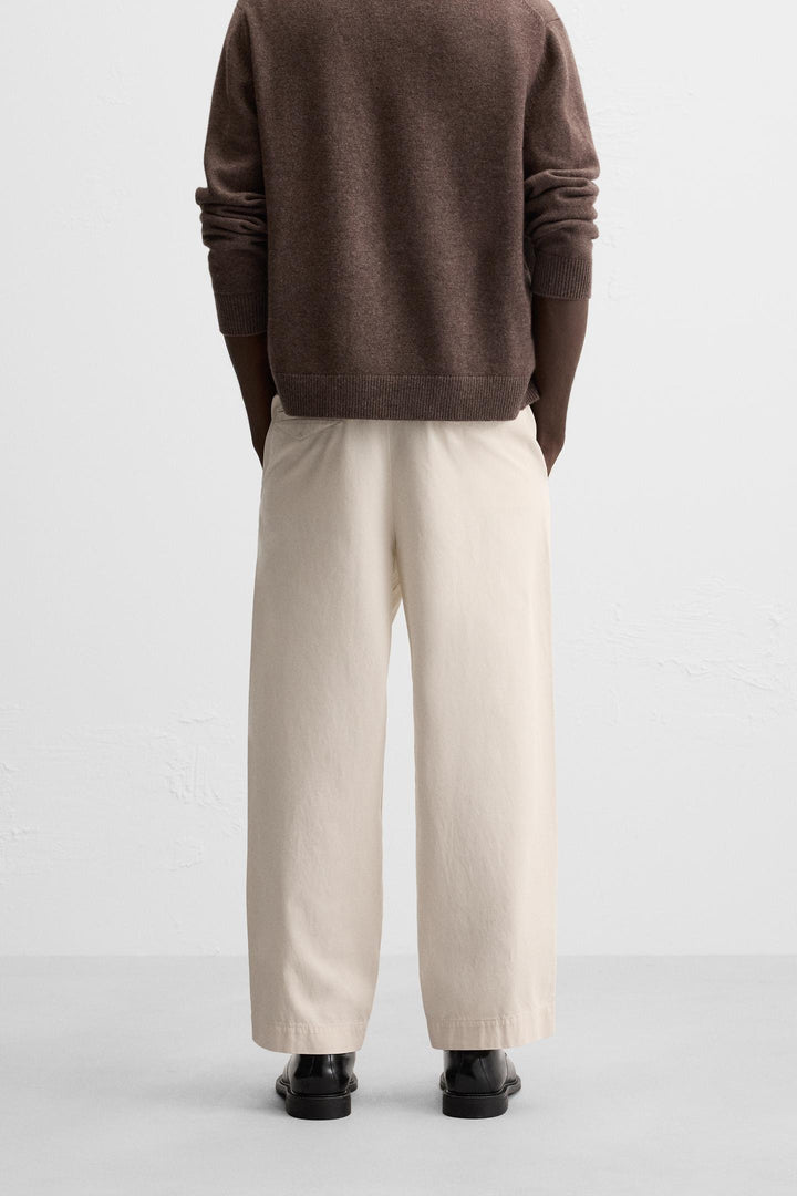 ZARA BELTED TEXTURED PANTS