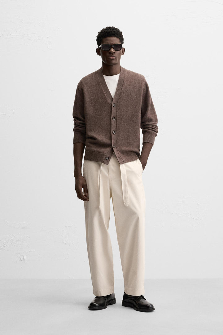 ZARA BELTED TEXTURED PANTS