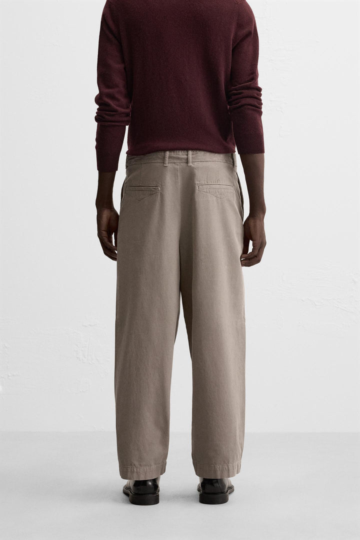 ZARA BELTED TEXTURED PANTS