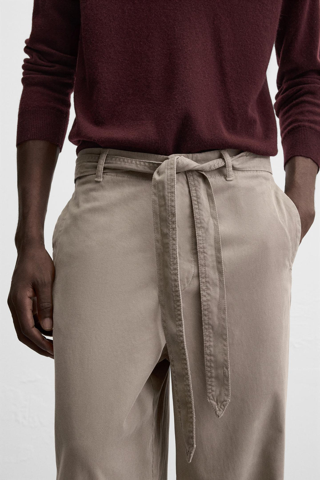 ZARA BELTED TEXTURED PANTS