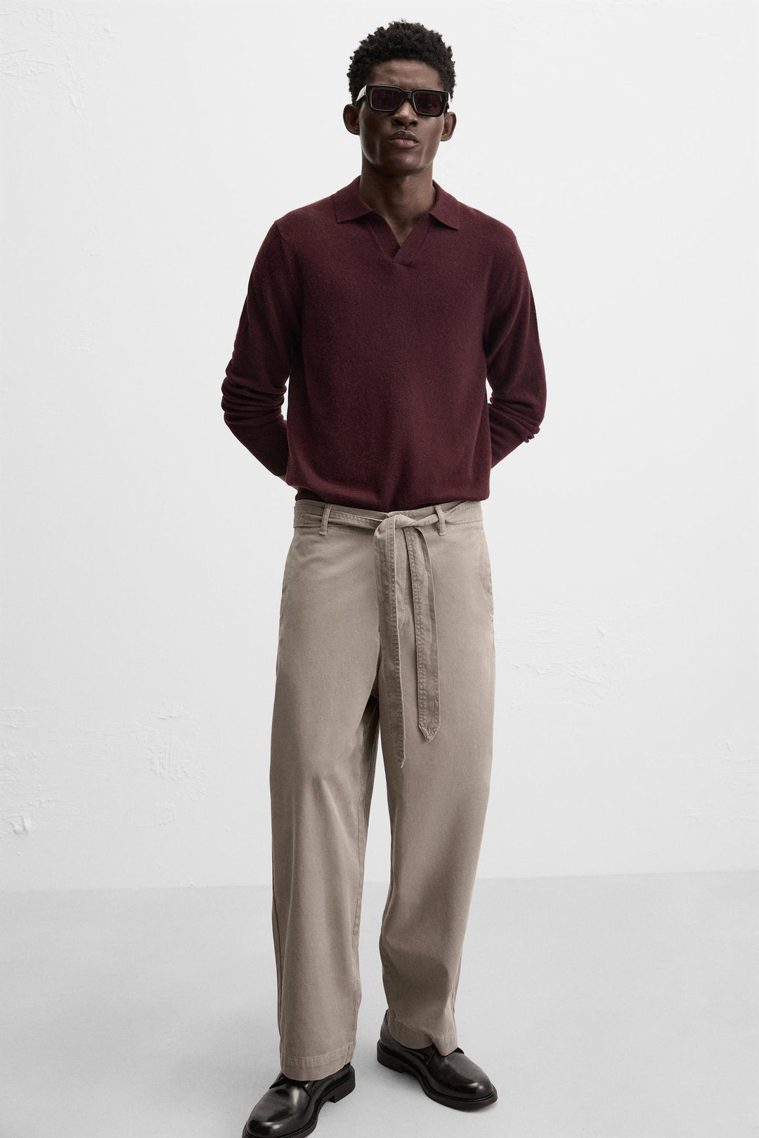 ZARA BELTED TEXTURED PANTS