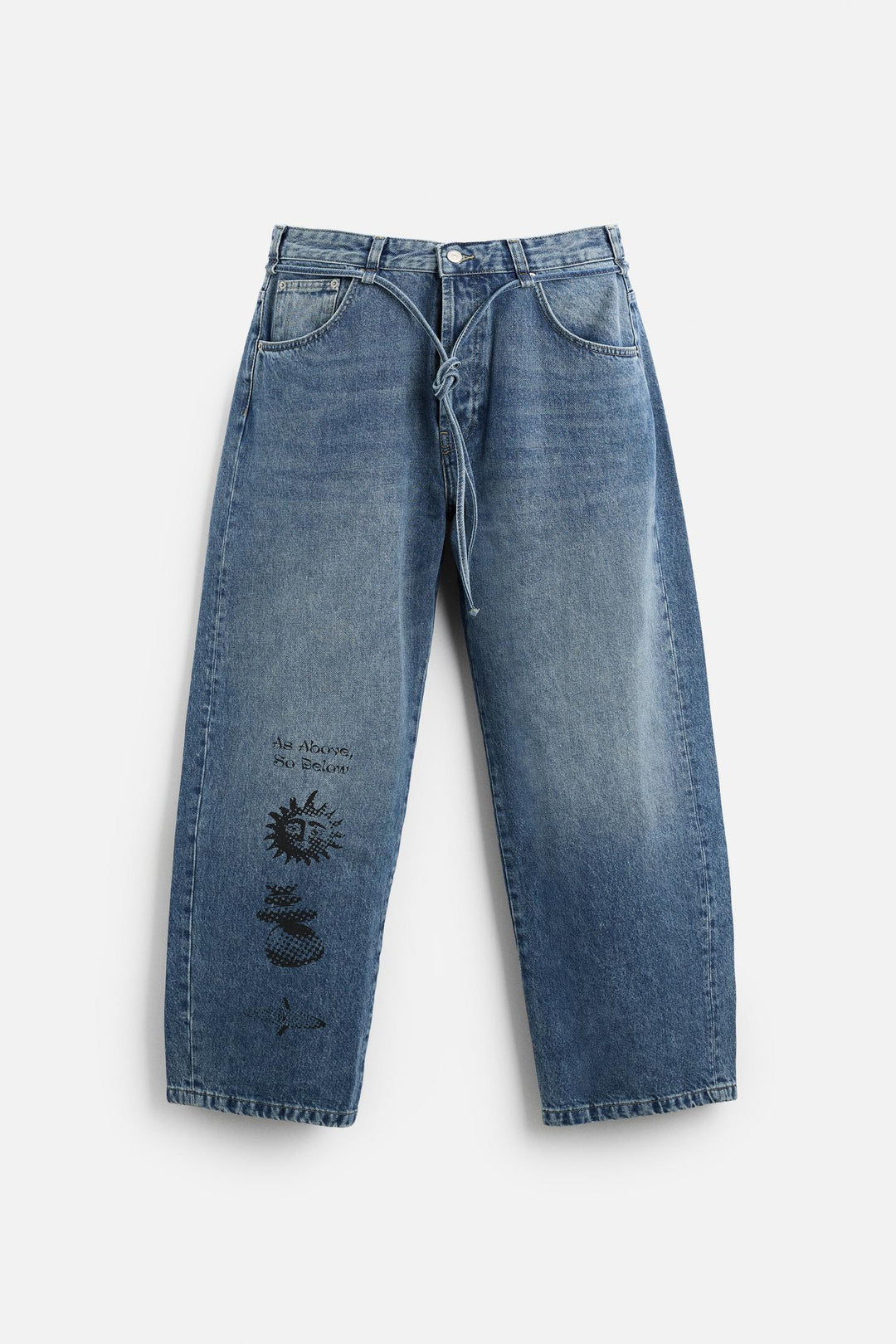 ZARA PRINTED BAGGY FIT JEANS X ALL CAPS STUDIO