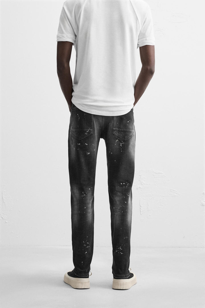 ZARA SPLATTERED RIPPED SKINNY JEANS