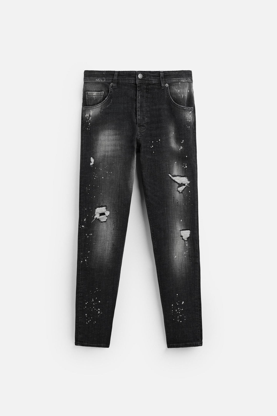 ZARA SPLATTERED RIPPED SKINNY JEANS