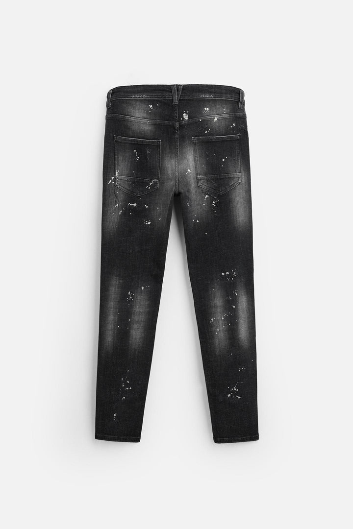 ZARA SPLATTERED RIPPED SKINNY JEANS