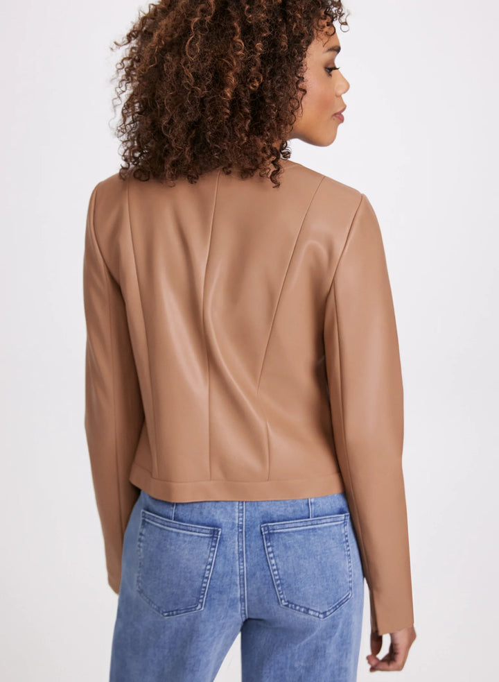 LAURA Collarless Vegan Leather Jacket