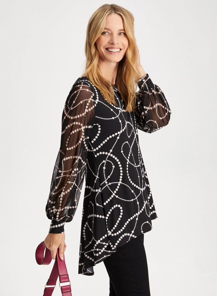 LAURA Printed Bouffant Sleeve Top